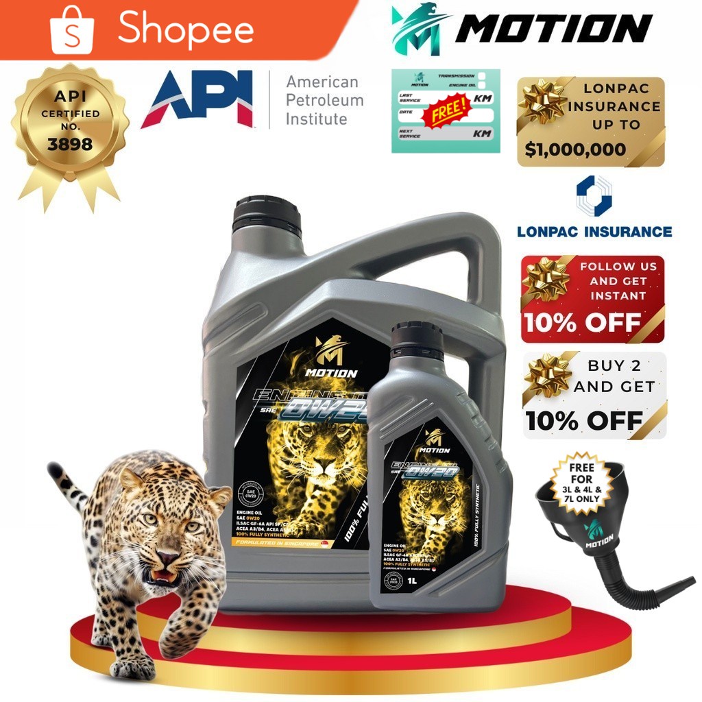 MOTION 0W20 Fully Synthetic Oil Engine Oil Lubricant 0w-20 API SP (1L / 3L / 4L)