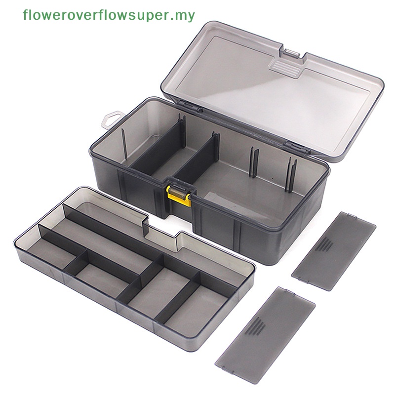 FSMY Gray Color Double Layer Road Sub Box Pp Material Fake Bait Accessories Tool Box Plastic Box Fishing Gear Jelly