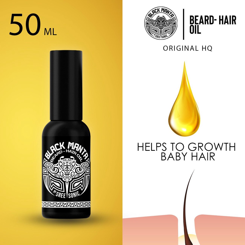 SS|BLACK MANTA BEARD-HAIR CARE OIL x1 BOTTLES (50g) |premium minyak pelebat rambut/ jambang/ misai/ janggut BEAUTY⭐⭐⭐⭐⭐