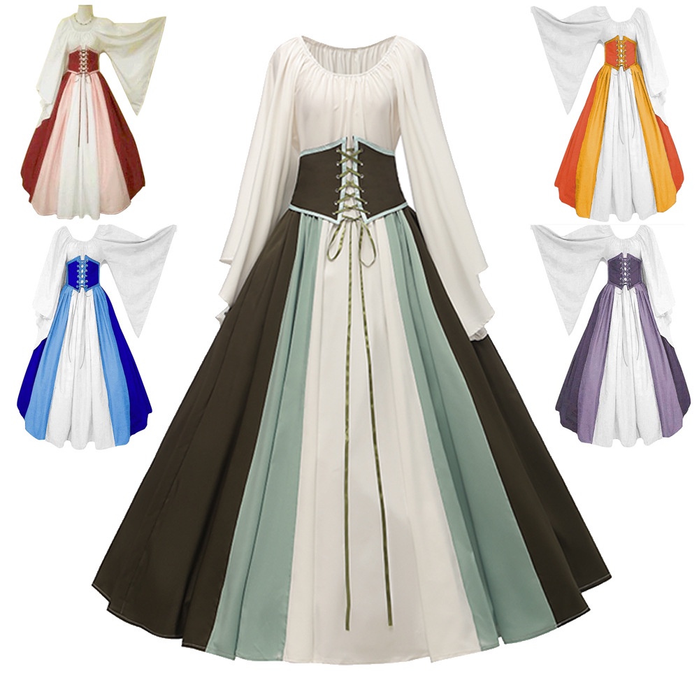 Medieval Stylish Renaissance Women's Long Dress Ideal For Drama And Historical Reenactments