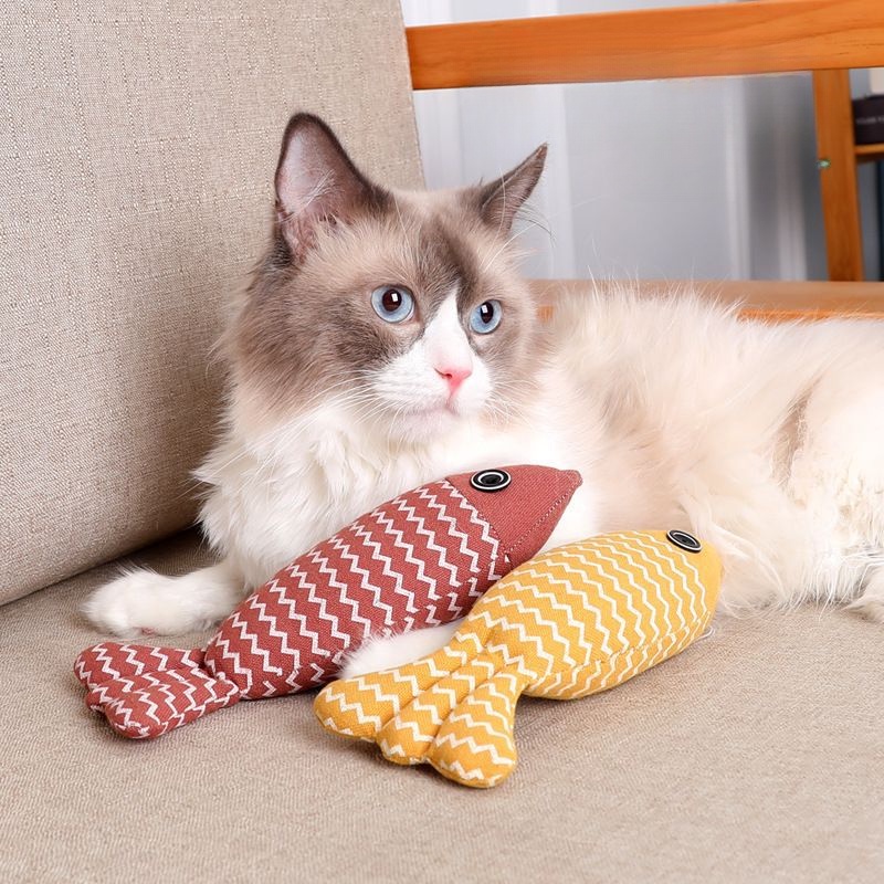 linen imitation fish wear-resistant and scratch resistant kitten teeth grinding toy playful cat toy with catnip