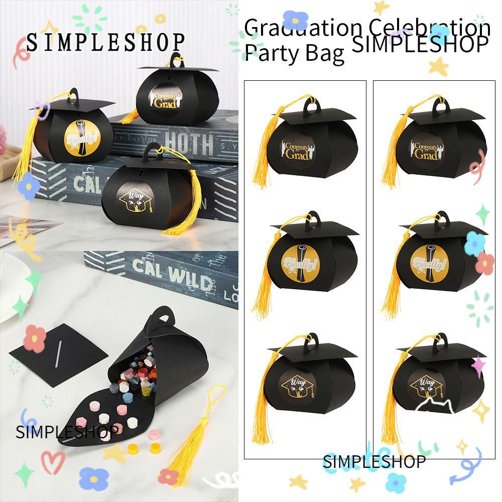 ❀SIMPLE❀ 12/24Pcs 2022 New Candy Box Creative Graduation Celebration Decoration Doctor Hat Cap Bag Kids Favors DIY Party Supplies Gift Package Paper Carrier