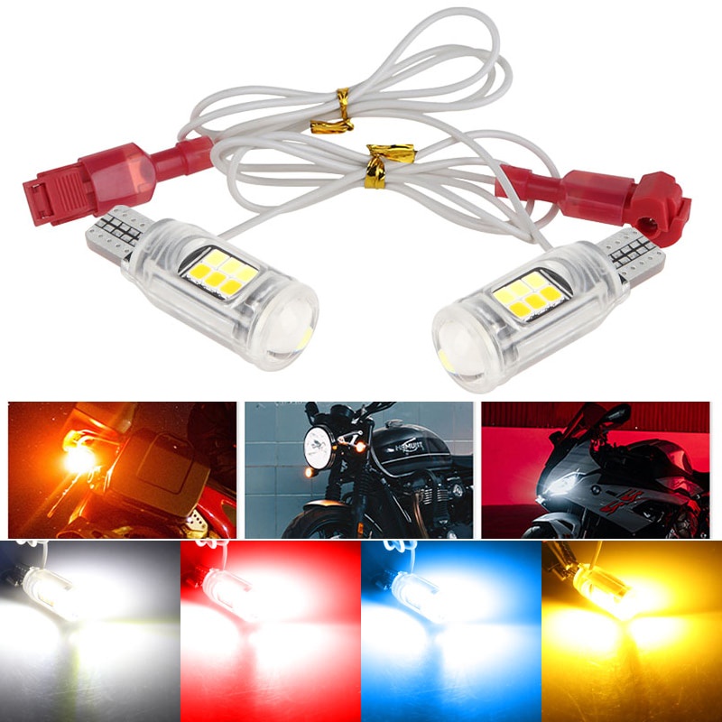 2pcs T15 Dual Contact Led W16W Motorcycle Turn Signal Two-Color Daytime Running Light Motorcycle Car Tail Lamps Park Light / Signal Light Color Amber-White / Blue / Red/ PinkSupe