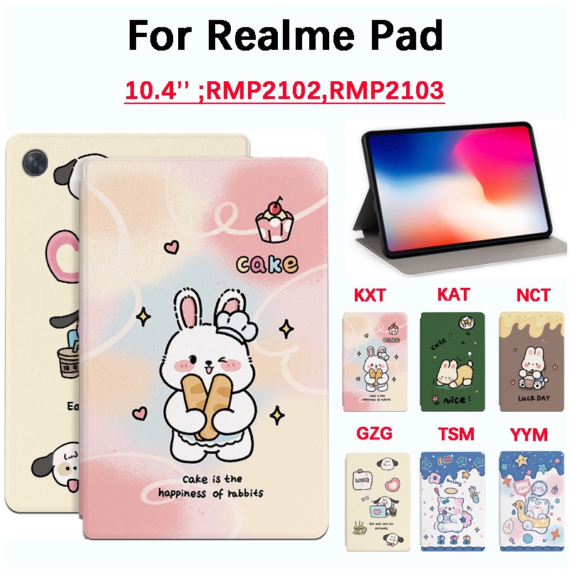 For Realme Pad 10.4inch RMP2102,RMP2103 Tablet Protective Case High Quality Sweat-proof Non-slip Cute Animal Pattern PU Leather Stand Flip Case