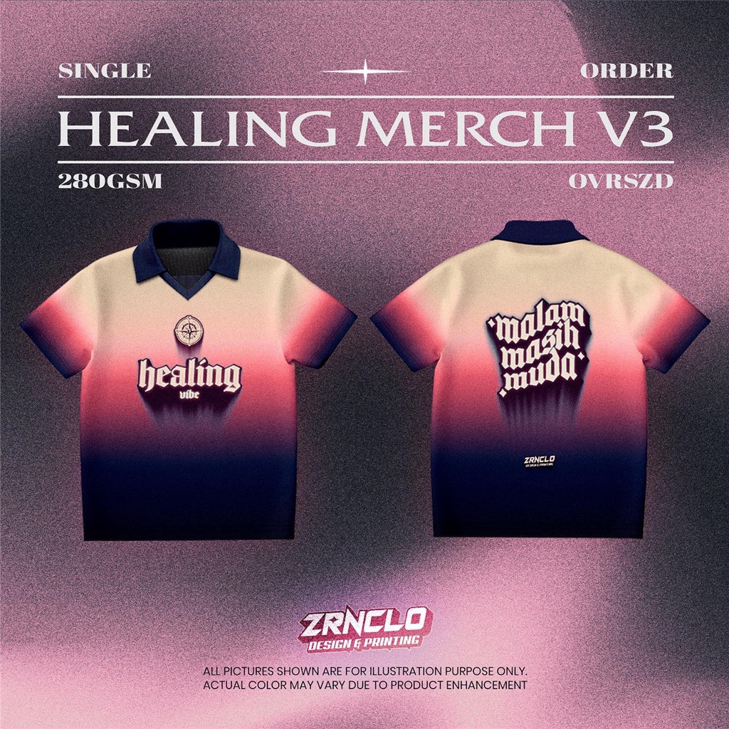 Jersey Baju Raya HEALING MERCH V3-V4 T-shirt Polo shirt Sweatshirt Retro Short Sleeve Fresh Design Premium Unisex Hot sale