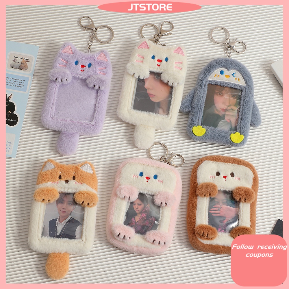 Cardholder INS Girl Cartoon Animal Plush Card Set 3 Inch Visual Skeleton Card Bag Polaroid LOMO Card Display Pendant