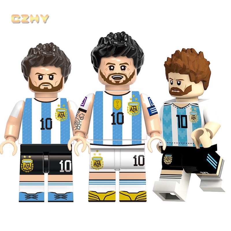 3-stars Argentine Football Star Lionel Messi Maradona Mini Building Block Figures for Collection