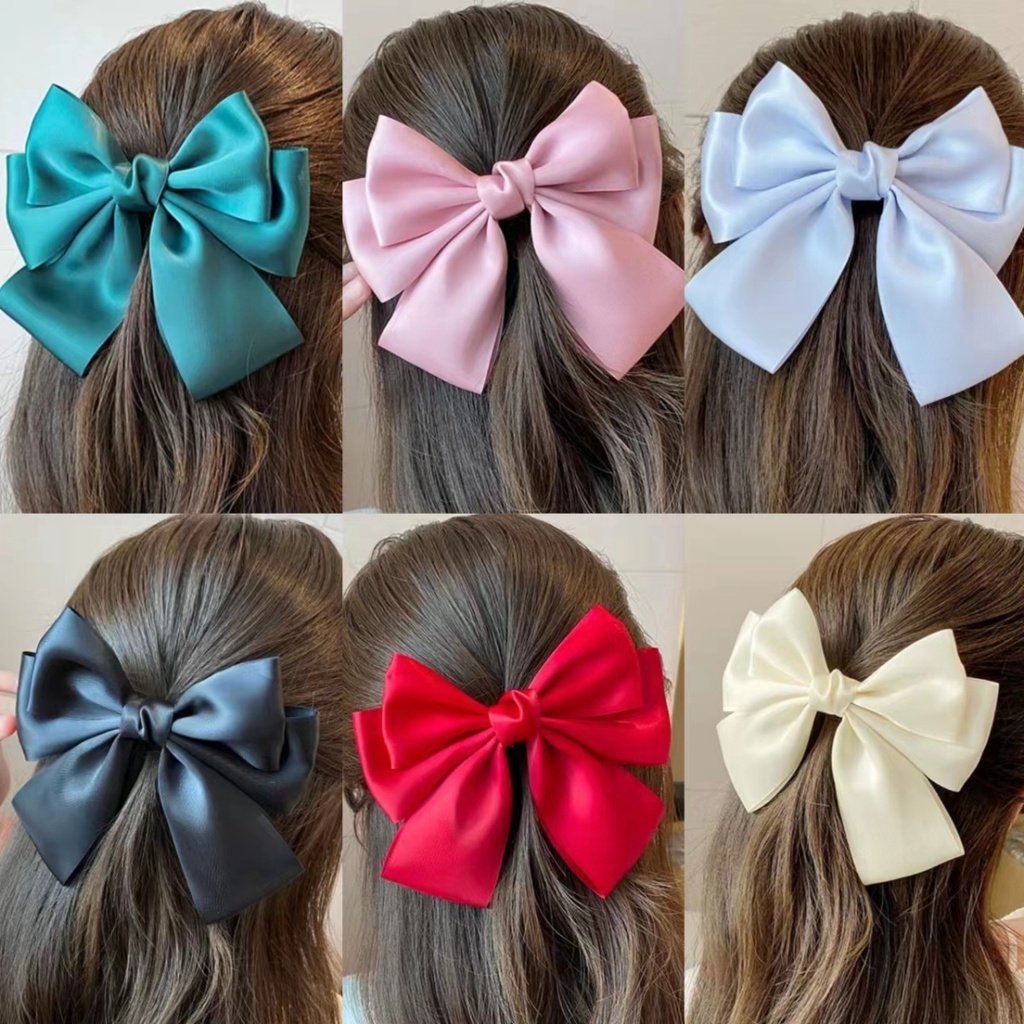 多巴胺 Dopamine Bridal Wedding Hijab ribbon bow pin Buckle 2 in 1 Headdress Hair Accessories Ribbon Bow Pin for Hijab Wedding Hair Accessories Hair Clip Girls Hair Pin Barrette Accessory