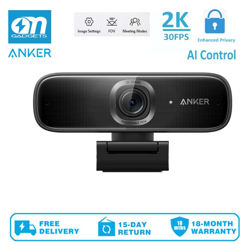 Anker A3362 PowerConf C302 Smart Full HD Webcam, AI-Powered Framing & Autofocus, 2K Webcam with Noise-Cancelling