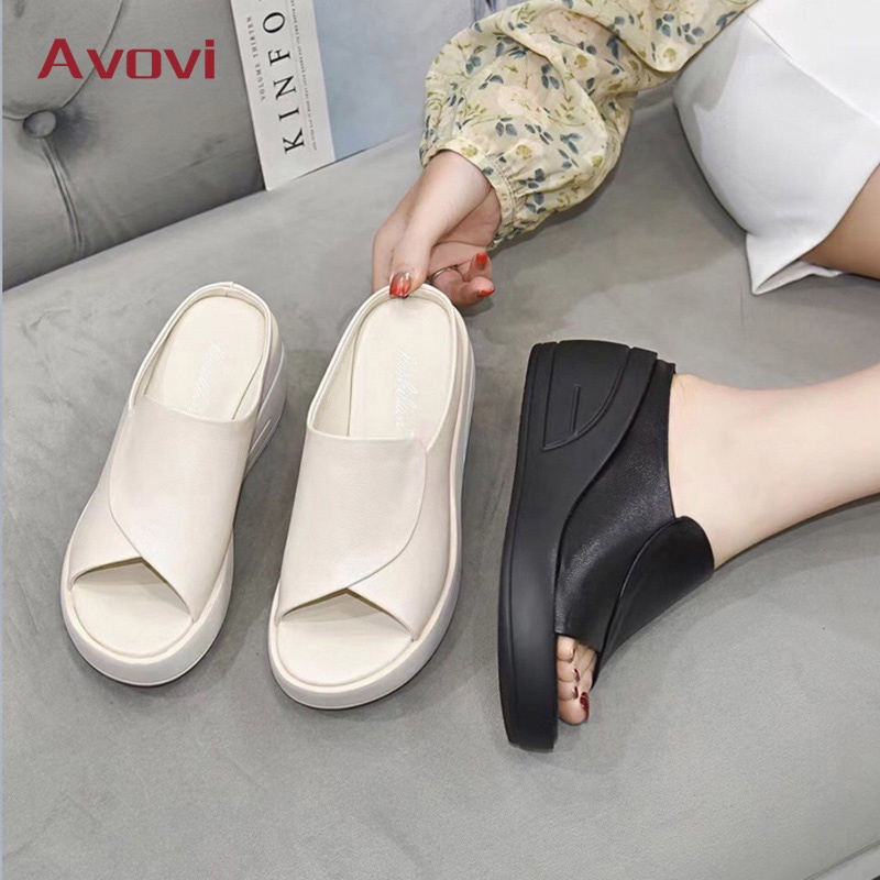 Avovi Women Wedges Sandal Fashion Solid Color All-match Fashion Outdoor Beach Non-slip Open Toe Sandals