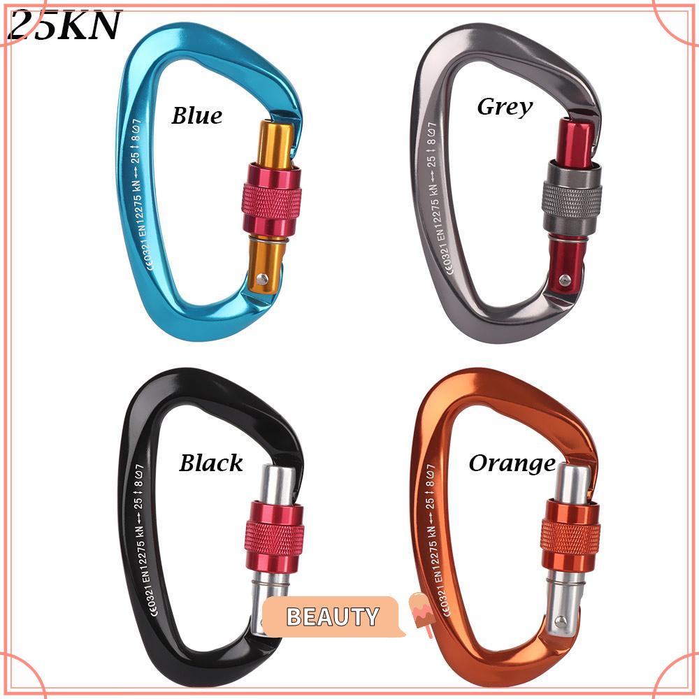 BEAUTY 12/25KN Professional Carabiner Aluminum Security Master Lock Climbing Key Hooks D Shape Accessories Outdoor Ascend High Quality Mountaineering Protective Equipment