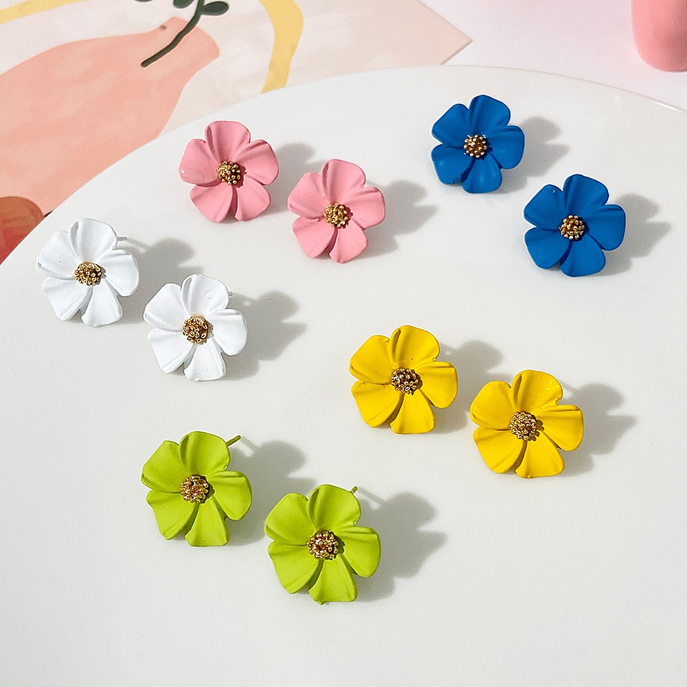 Korean New Petal Flower Studs Bloom Floral Earrings for Women Girl New