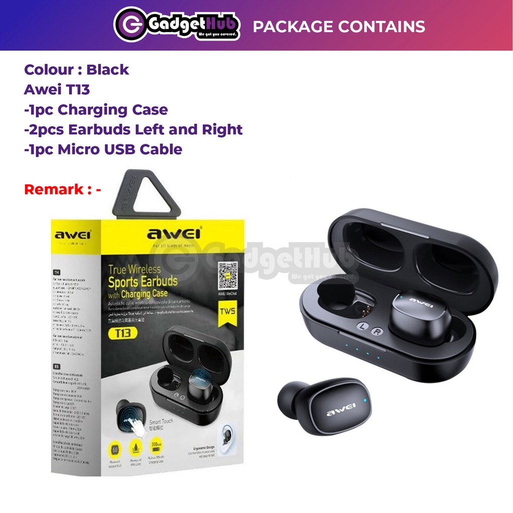 [ Clear HD Voice ] [ HD EARBUD ] AWEI TWS T13 T20 T21 T29 T36 Wireless Bluetooth 5.0 In Ear Earphone With Charging Case