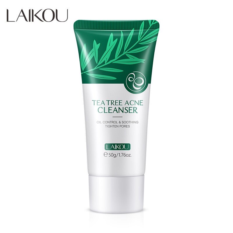 LAIKOU Tea Tree Acne Foam Cleanser Oil Control Tighten Pores Deep Cleansing Blackheads Removal Soothing 50g