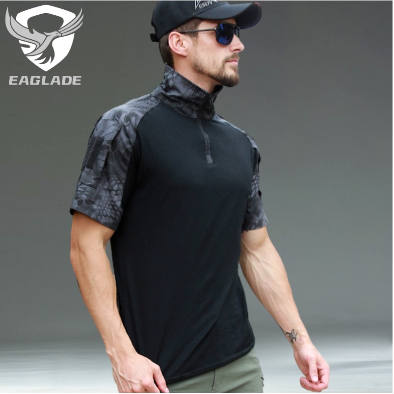 EAGLADE Men Tactical Frog T-Shirt in Black Python