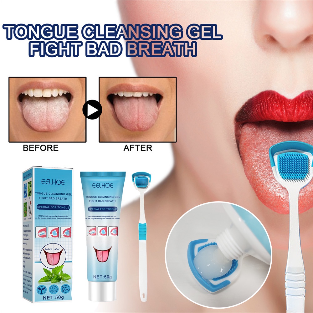 『Beauty/Hot』 50g Tongue Cleansing Gel Silicone Tongue Scraper Brush Cleaning Single Oral Care To Keep Fresh Breath Mint 