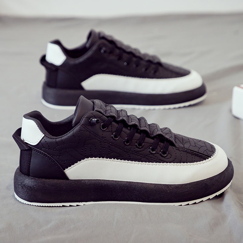 MAVIS Low Cut Thickened Canvas Soft Thick Sole Black Ssneakers for Men 2023 New Korean Version Fashion Versatile Casual Shoes