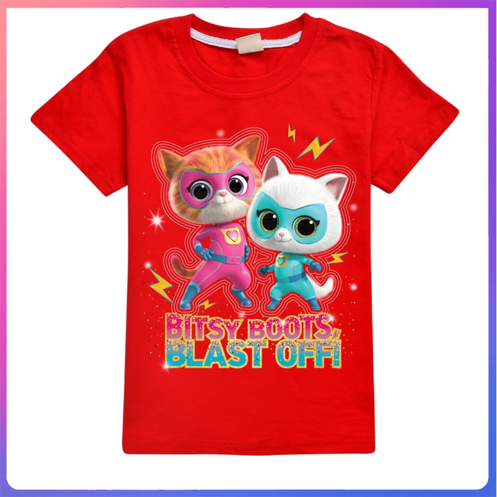 Summer New SuperKitties Season Girls' T-shirt Tops Are Trendy Casual Trending Boys' Short-sleeved Sportswear