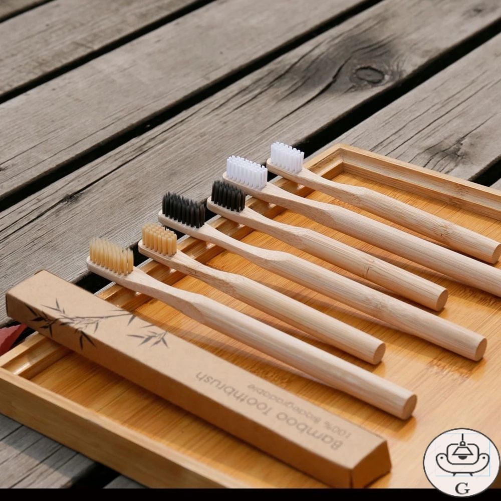 GS Solid Bamboo Handle Wooden Toothbrush / Soft Fiber Eco-Friendly Dental Cleaning Adult Oral Care Products Manual