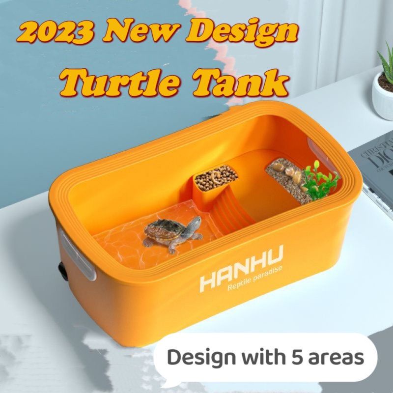 2023 New Turtle Tank Aquarium - Reptile Habitat, Turtle Habitat, Reptile Aquarium Tank for Crayfish Crab Luxury Tortoise Turtle Tank Orange豪华乌龟缸