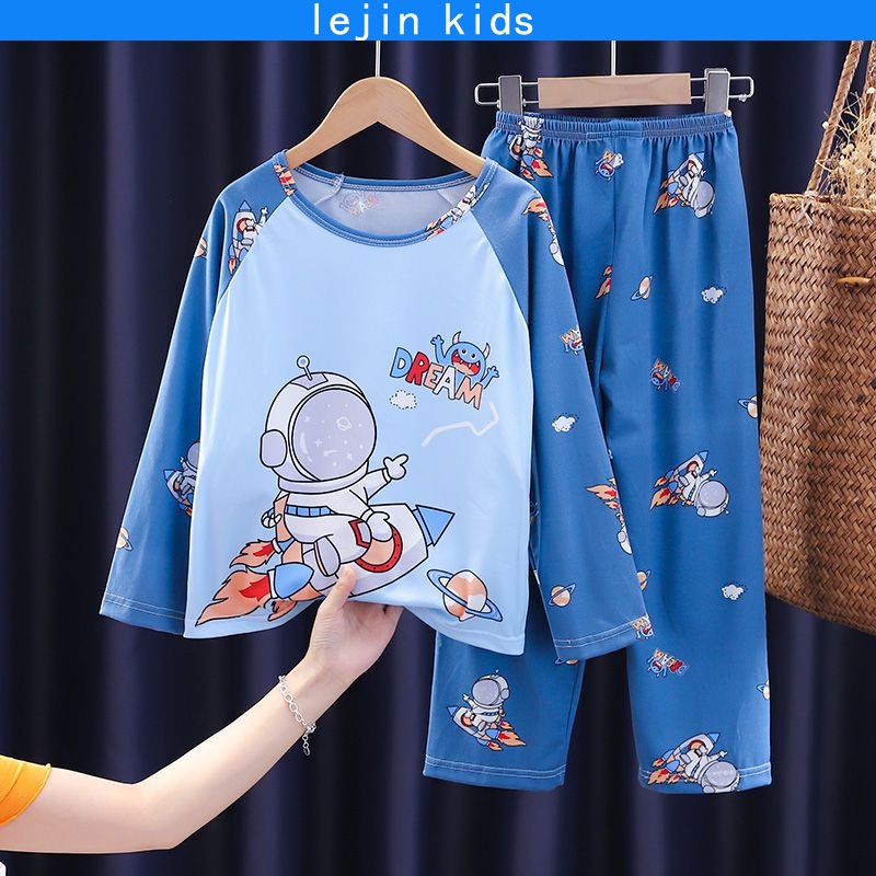 Baju Budak Perempuan Kids Pajamas Children Loose Casual Thin Homewear Korean Style Boys Girls Cute Cartoon Long Sleeve Shirts Pants Set Pajamas Childrens Clothing