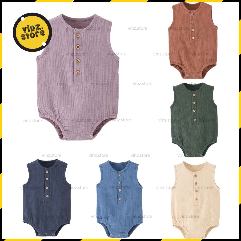 (0-24months) Newborn Clothing Baby Singlet Romper Onesie Muslin Kidswear Baby Boy Girl