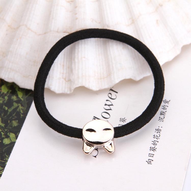 Cartoon Cartoon Metal Hair Tie High Elastic Gold Bead Hair Tie Cute Korean Version Black Tie Head Rubber Band Leather Case Home-produced Own Supply