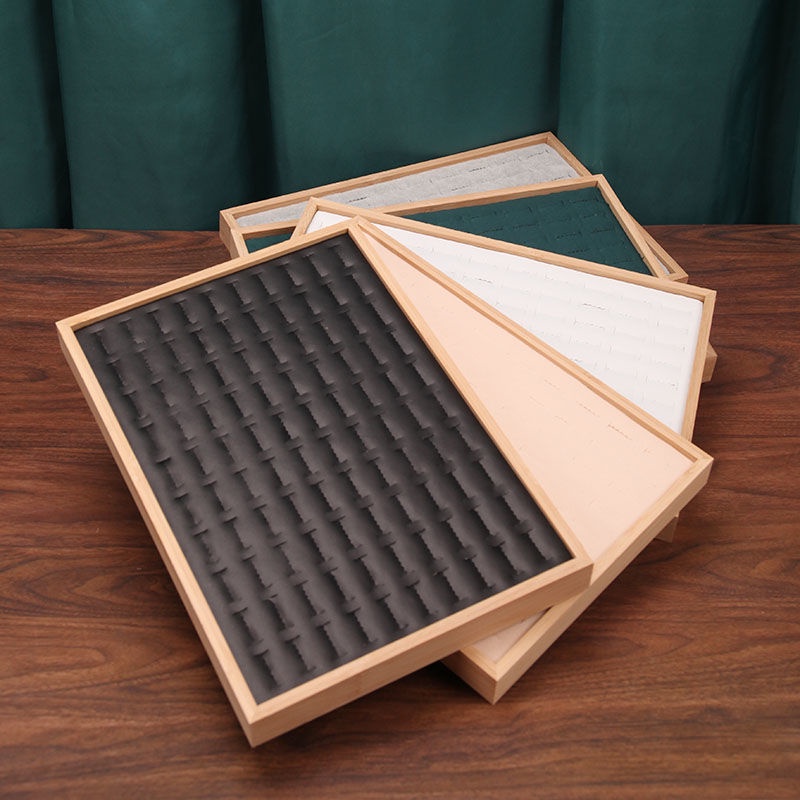 [Jewelry Display Tray] Display Tray Bamboo Wood Hundred-Bit Ring Tray Ear Stud Earring Storage Large-Capacity Jewelry Tray Jewelry Display Seeing Tray Counter Display