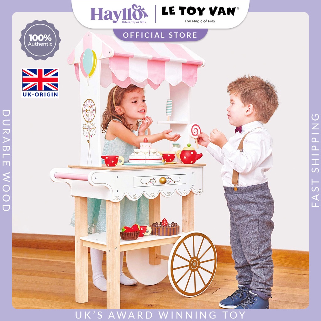 Le Toy Van Tea & Treats Trolley Premium Sustainable Wooden Toys Children Pretend Play For 3 Years+