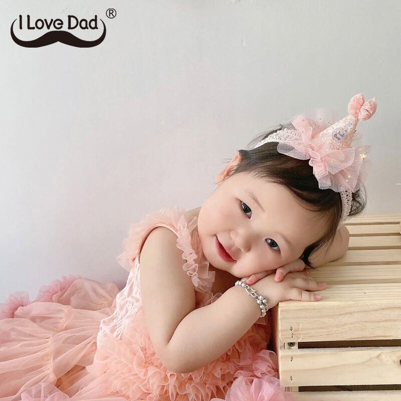 Lace Flower Crown Baby Headband for Girls Pink Princess Hair Band Turban Newborn Toddler Photo Props Kids Hair Accessories