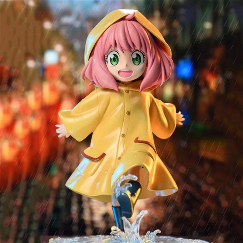 12cm Anime Spy X Family Figurine Raincoat Anya Forger Action Figure PVC Model Statue Collection Souvenir Dolls Cute Toys Children Gifts