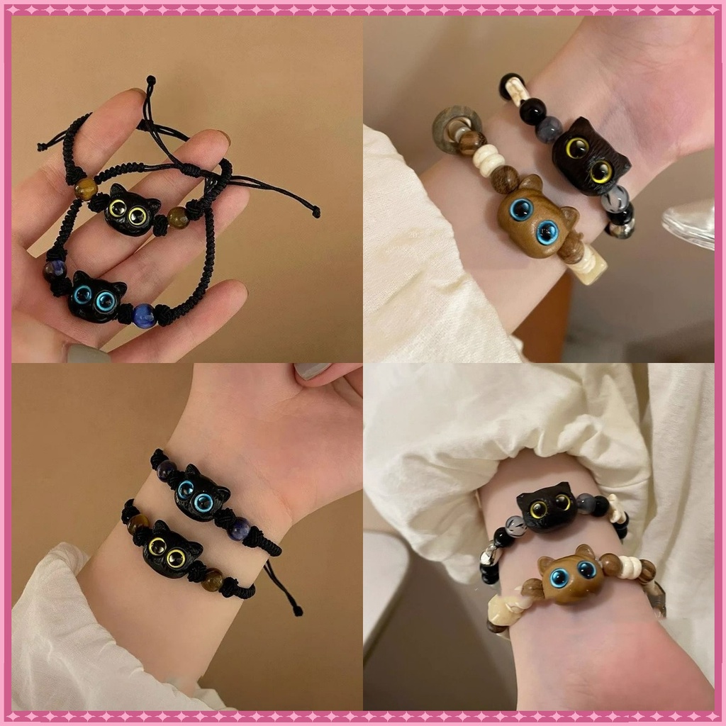 2023 New Style Black Bracelet Girls Summer Fashion Cat Star Couple Bracelet Accessories