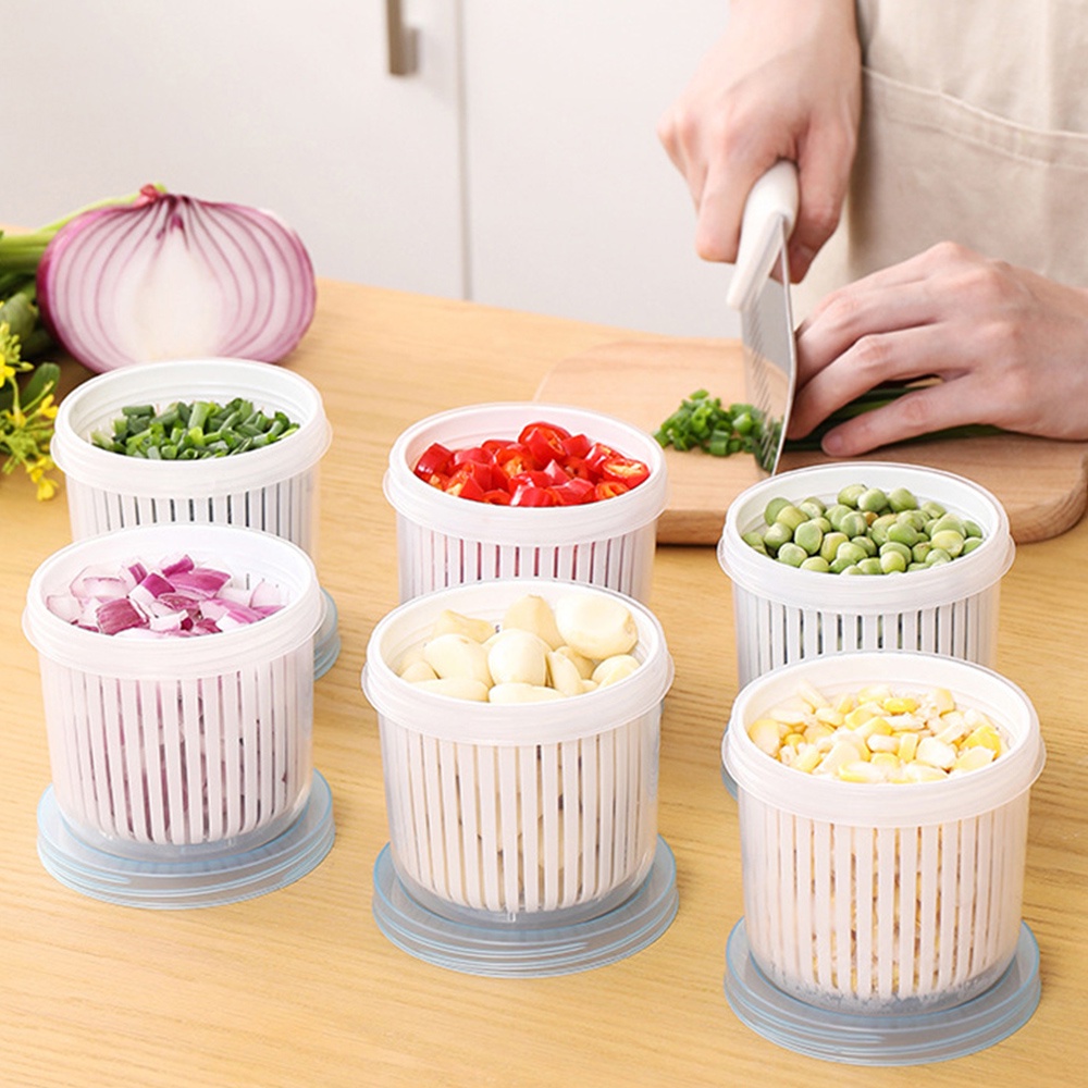 [Featured]Kitchen Refrigerator Storage Box Plastic Sealed Fresh-Keeping Jar Transparent Ginger Onion Garlic Vegetable Food Drainer Case Kitchen Organizer Accessories