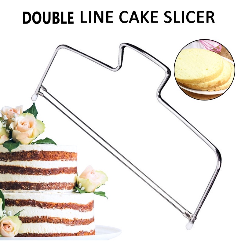 1PC Double Line Cake Cut Slicer Adjustable Stainless Steel Wire Cake Slicer Bread Divider Kitchen Accessories Cake Baking Tools