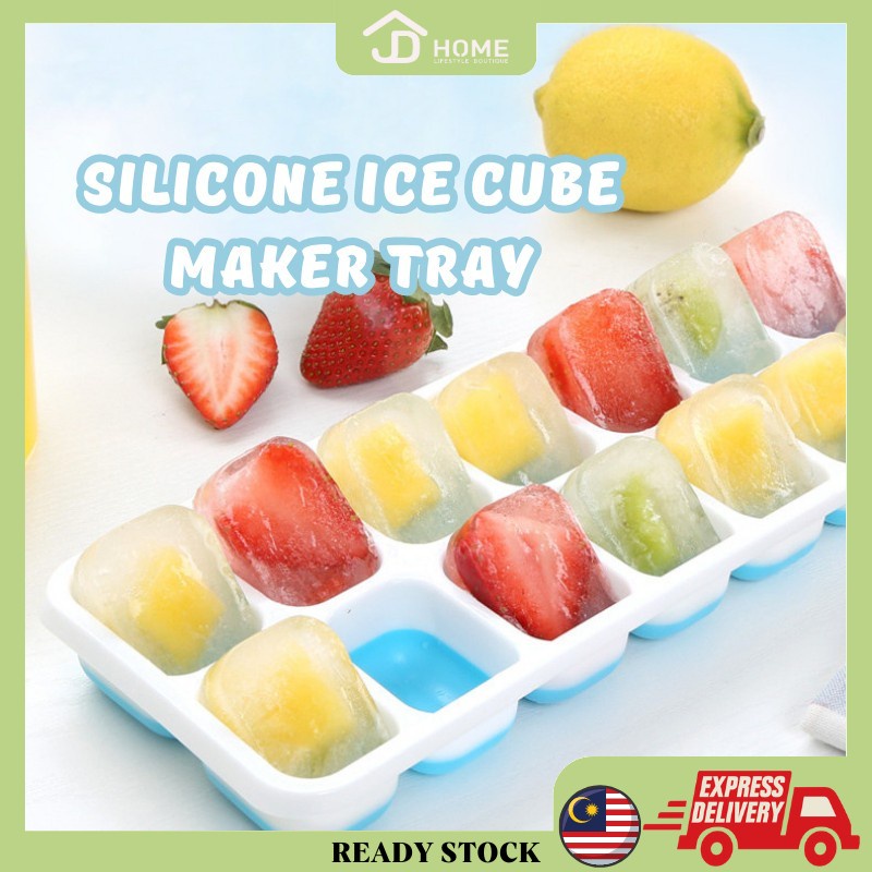 JD Home 🇲🇾 [Ready Stock] ❤ 14 Grids BPA FREE Silicone Ice Cube Maker Baby Food Supplement Tray Containers/Bekas Ais Batu