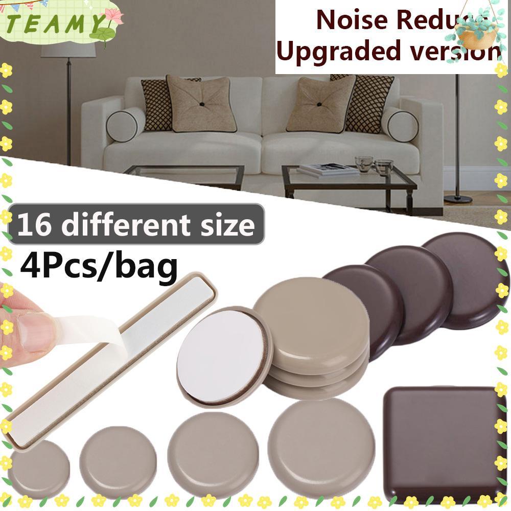 TEAK 4pcs Home Slip Mat Wear-resisting Anti Noisy Furniture Leg Slider Pads Bumper Chair Fittings Self-Adhesive Table Sofa Round Easy Move Floor Protector