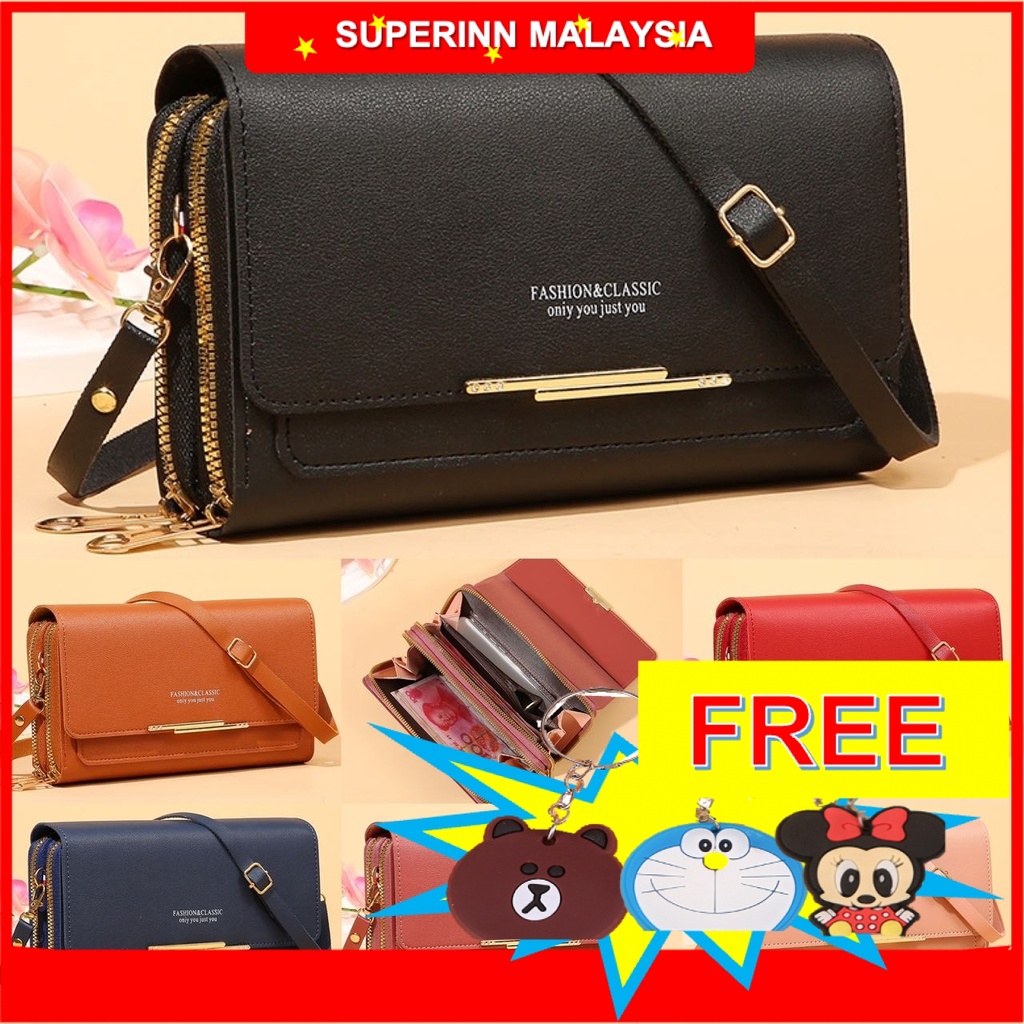 ⛳READY STOCK SUPERINN⛳ Women's wallet Korean version large capacity multifunctional sling clutch mobile phone bag