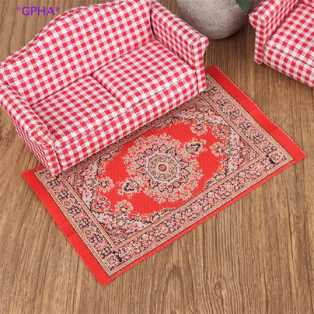 GPHA> 1Pc 1:12 Dollhouse Miniature Floor Rug Mat Turkish Woven Cover Carpet Model Bedroom Living Room Decor Toy Doll House Accessories new