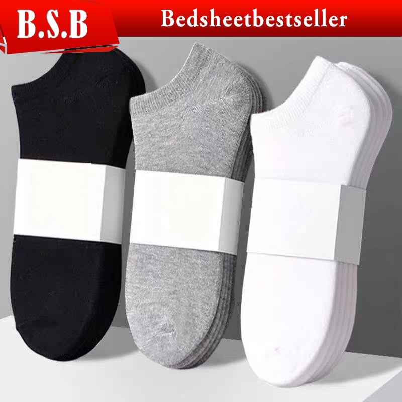 B.S.B READY STOCK !!! 1 Pair Men Women Cotton Ankle Socks Athletic Casual Solid Stripe Comfortable Sock