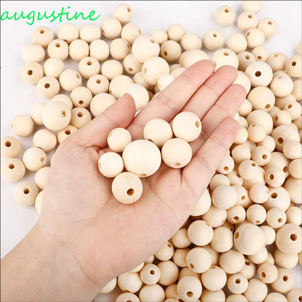 AUGUSTINE 6-25mm Loose Beads Handmade Necklace Accessories Wood Beads Charms DIY Unfinished Bracelet Jewelry Making Natural Eco-Friendly Round Balls