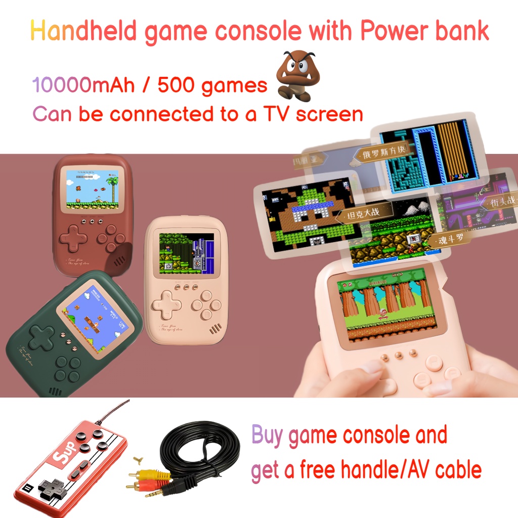 ️‍10000mAh Gaming Powerbank️‍ 500 Games Game + Powerbank  Handheld Game Console Mario Retro Gameboy Classic Mini