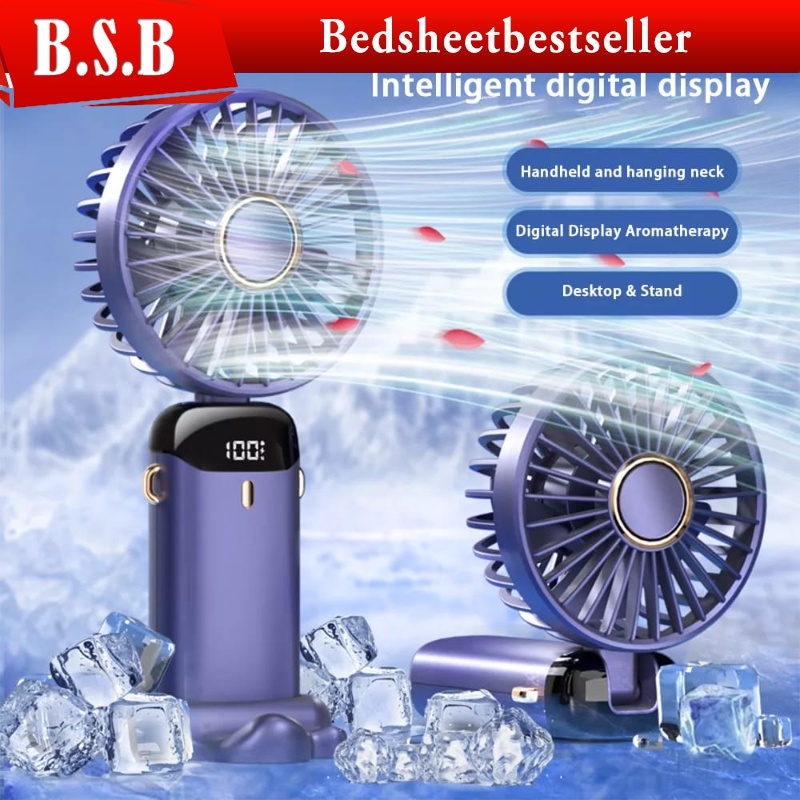 B.S.B Portable USB Mini Fan Adjustable Mini Fan Cooling Fan 5 Speed Rechargeable Handheld Fan with Led Display