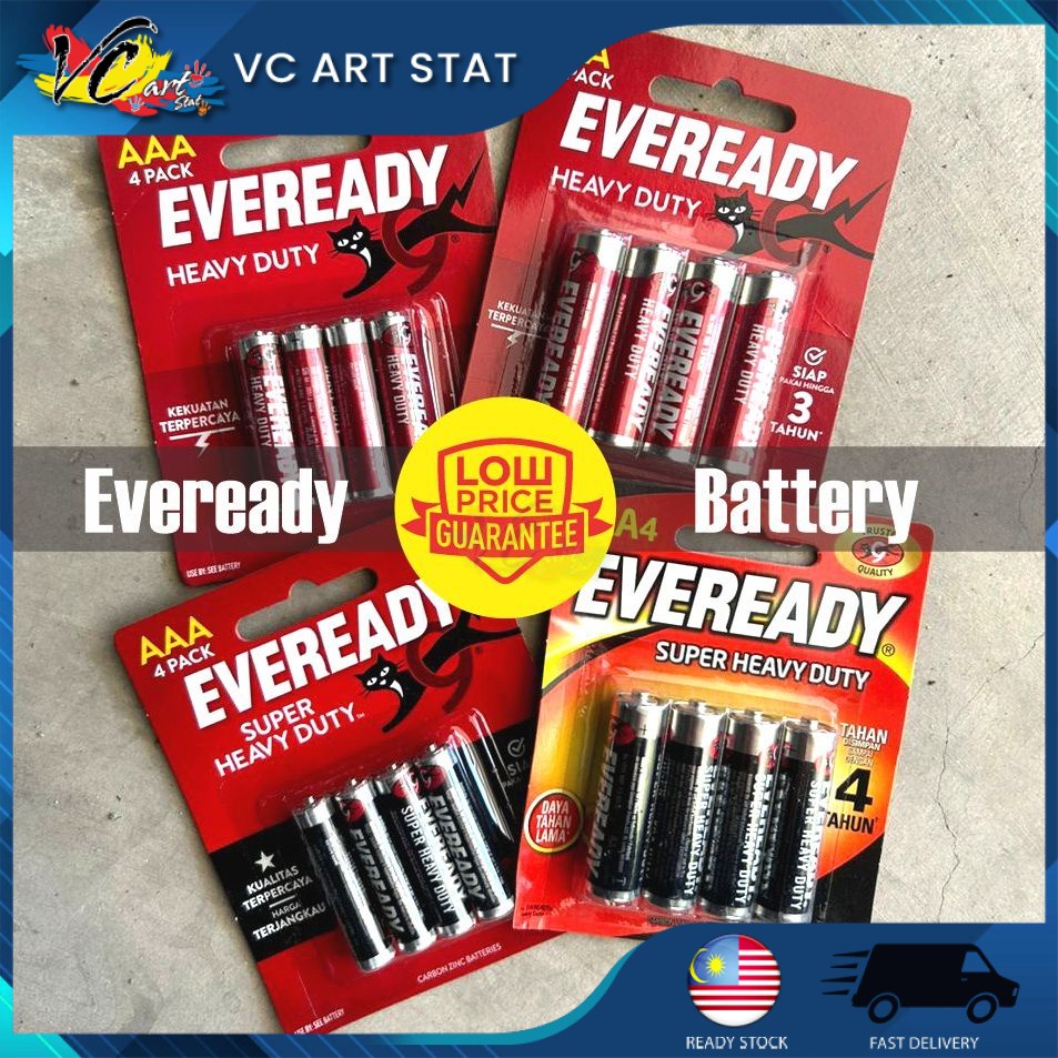 EVEREADY Super Heavy Duty Battery Original AA Bateri AAA Wholesales Durable 1012 1015 黑猫电池 红猫电池 Batteries Pejabat Office