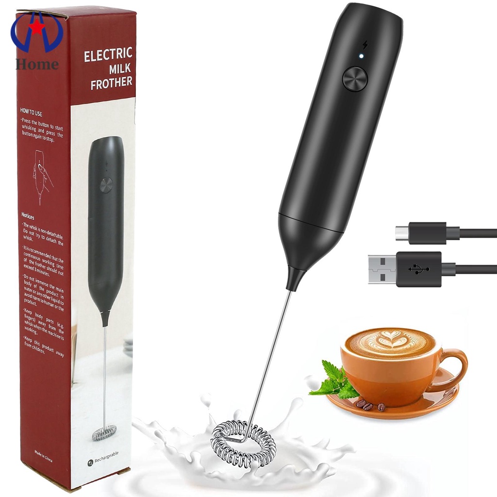 Electric Milk Frother 304 Stainless Steel Handheld Foam Maker USB Rechargeable Drink Mixer  SHOPSKC7839