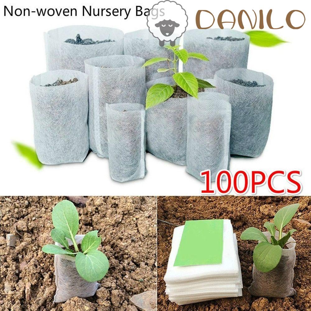 DANILO 100pcs Grow Bags Non-woven Garden Supplies Plants Nursery Bags Biodegradable Ventilate Eco-friendly Seedling Raising Planting Vegetable Nursery Pots