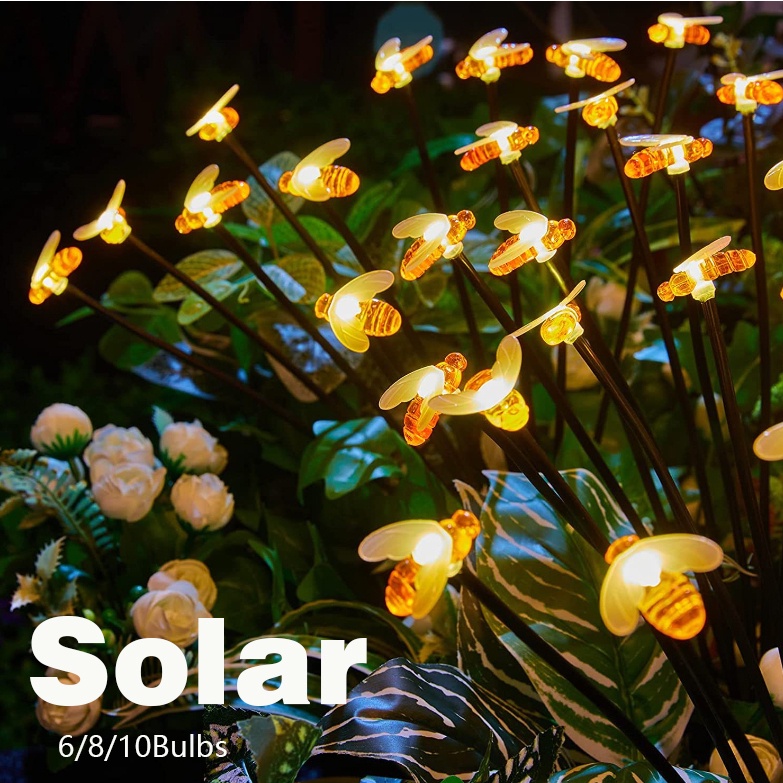 Premium Purpose Lampu Raya Solar 8/10 Bulbs Starburst Swaying Firefly /Bee LED Light Outdoor Waterproof Lawn Garden D... - Image 3