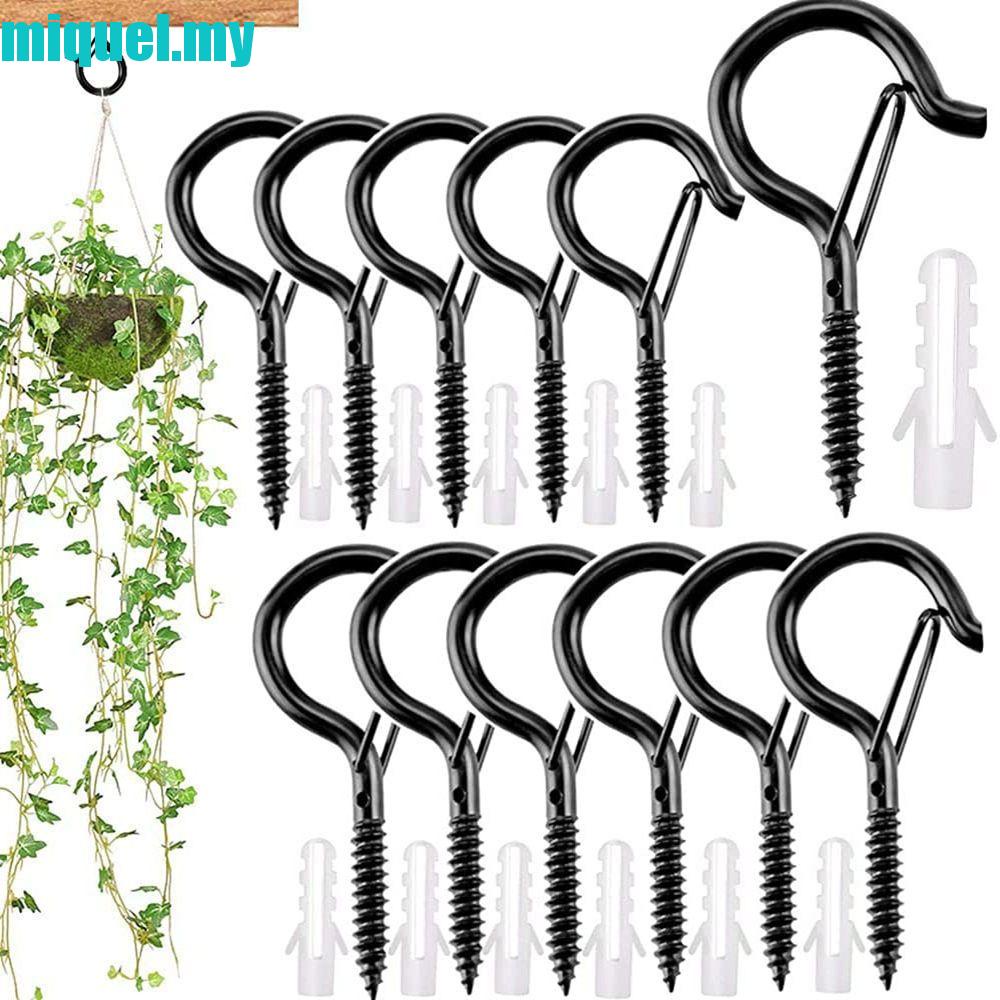 MIQUEL Heavy Duty Q-Hanger Hooks Rust-Proof Coating Plant Hanger Ceiling Hooks 20 Pack Safety Buckle Design Screw Hook Outdoor Durable for Hanging Plants Home Improvement/Multicolor