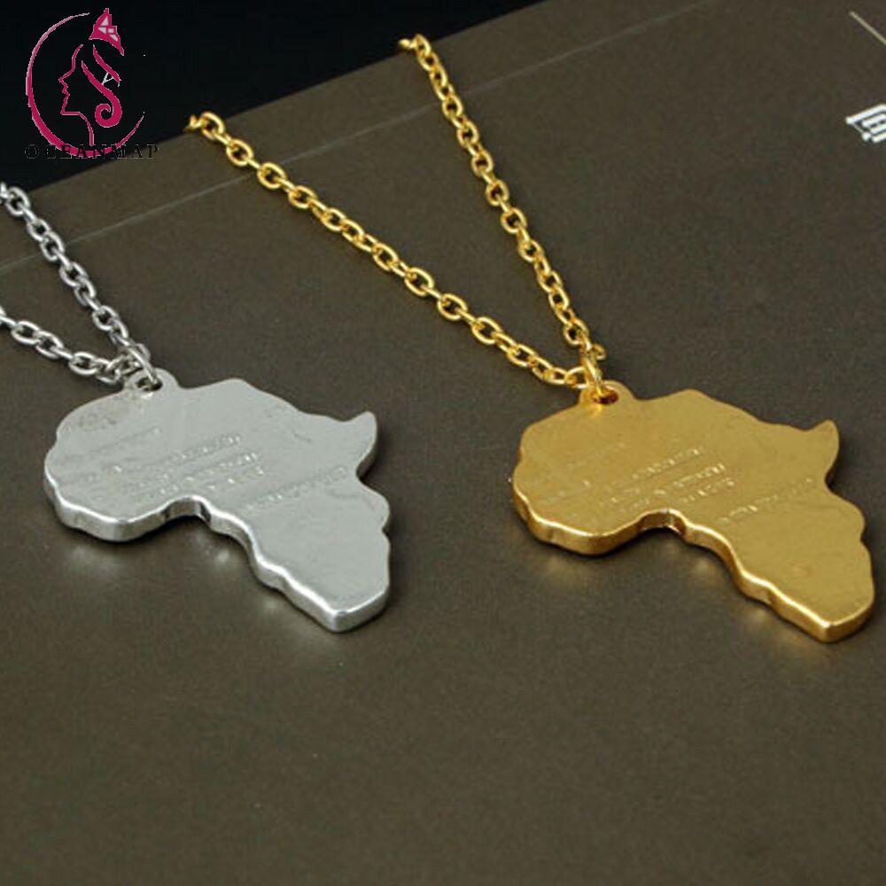 OCEANMAP New Necklace Men Gold African Map Women Chain Africa Fashion Jewelry Country Pendant/Multicolor