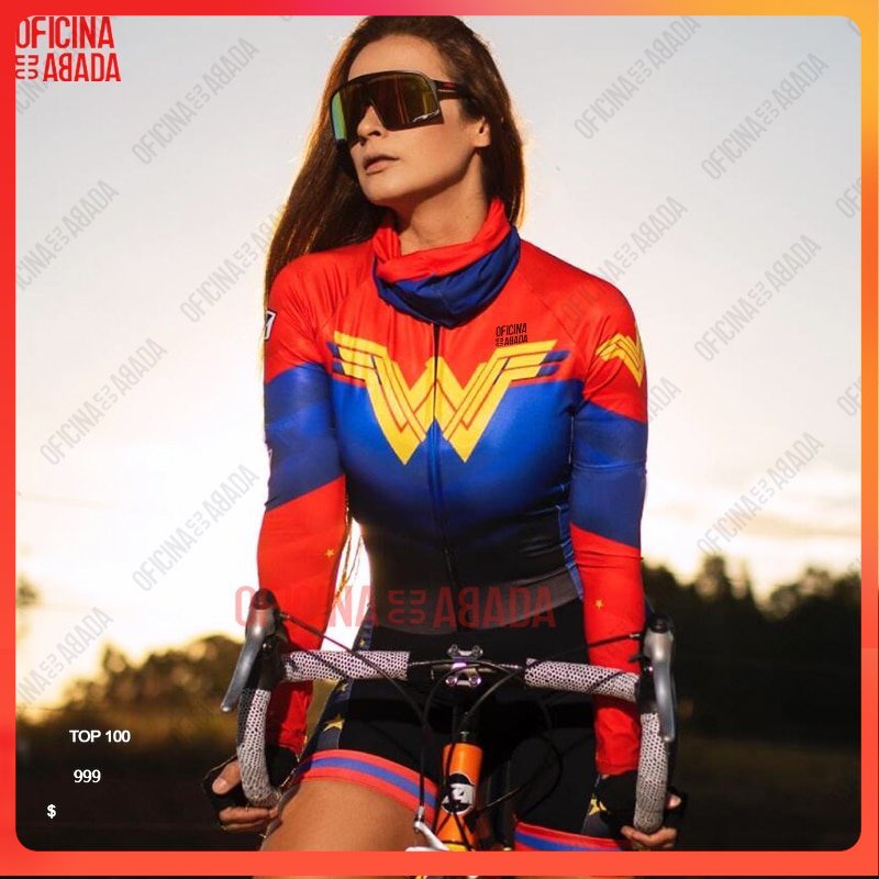 ODA Women Sports Suit Female Little Monkey Cycling Equipment Jumpsuit Summer Long Sleeve Breathable Sunscreen Triathlon