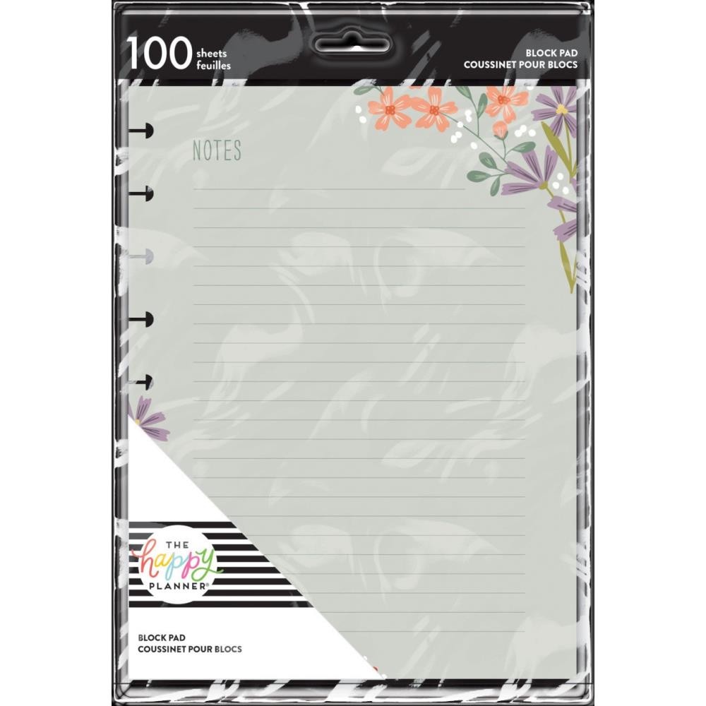 MAMBI Happy Planner Block Pad 9.25"X7" 100/Pkg - Notes Floral